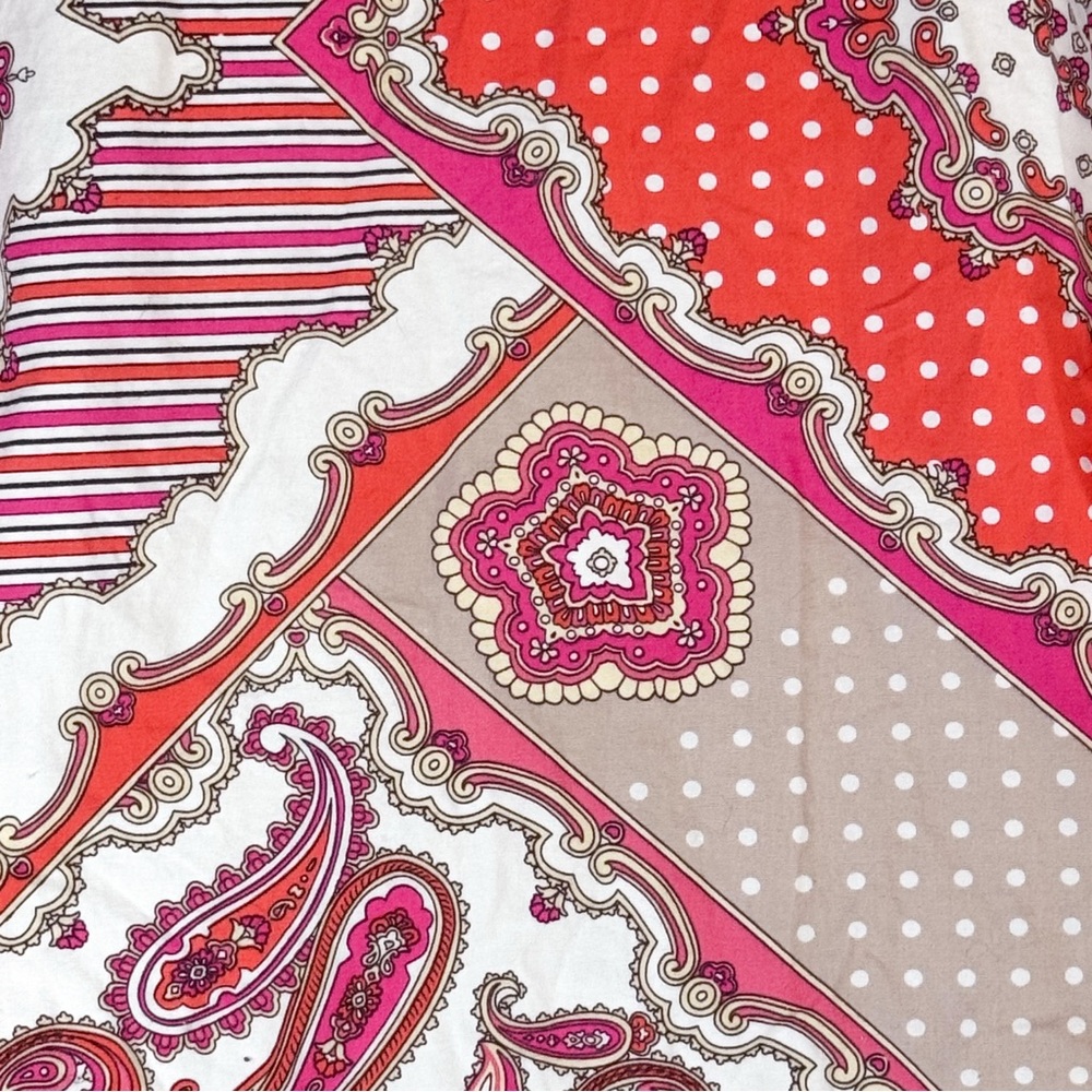 Van Heusen Patchwork Paisley Button Front Shirt XL Red Pink Cotton - Picture 10 of 14